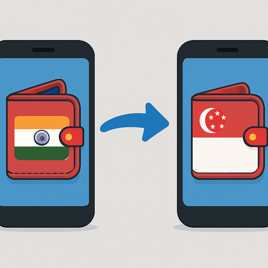 mobile wallet from india sending money to singapore wallet no text only country flags
